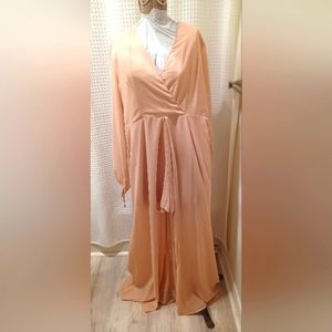 HYFVE sheer long sleeve blush dress
